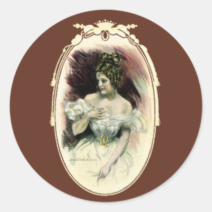Vintage Christy Girl, Antique Bridal Portrait Classic Round Sticker