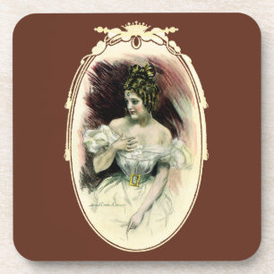 Vintage Christy Girl, Antique Bridal Portrait Coaster