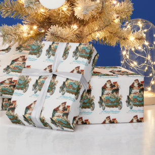 Vintage chritmas snow and santa  wrapping paper
