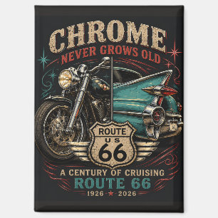 Vintage Chrome Highway Centennial Route 66 Magnet