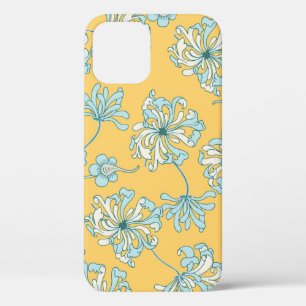 Vintage Chrysanthemum Flowers, Oriental Pattern. iPhone 12 Case