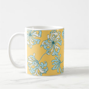 Vintage Chrysanthemum Flowers, Oriental Pattern. Coffee Mug