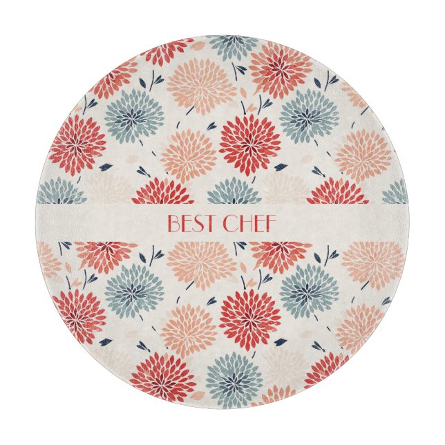 Vintage Chrysanthemum Motif Japenese Pattern Cutting Board (Front)