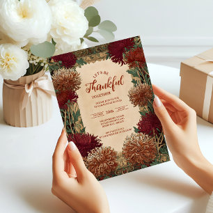 Vintage Chrysanthemum Thanksgiving Celebration Invitation