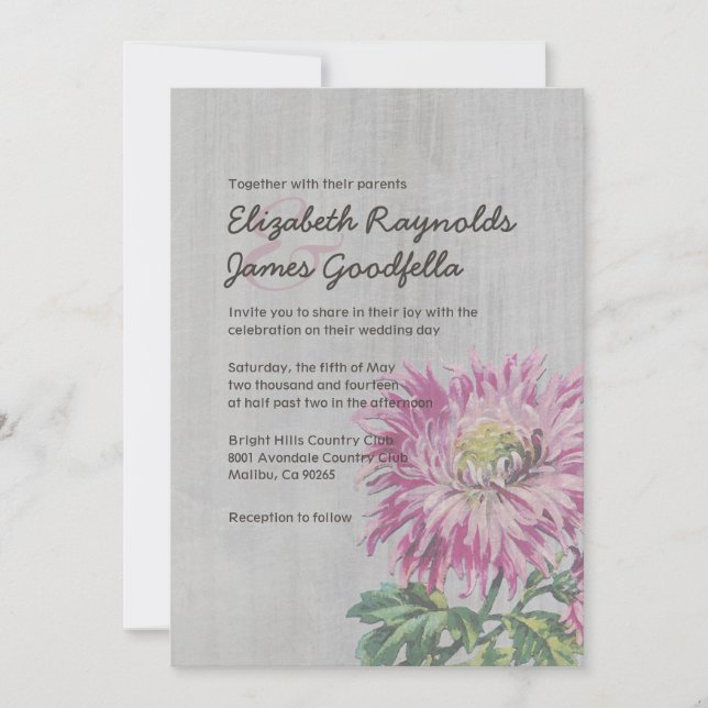 Vintage Chrysanths Wedding Invitations (Front)