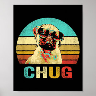 Vintage Chug Shirt Dog Sunset Poster