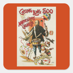 Vintage Chung Ling Soo Magician Poster Square Sticker