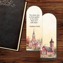 Vintage Church Bible Verse Autumn Bookmark