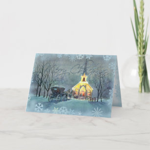 VINTAGE CHURCH by SHARON SHARPE Holiday Card