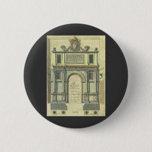 Vintage Church Door Entry Renaissance Architecture 6 Cm Round Badge