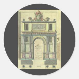 Vintage Church Door Entry Renaissance Architecture Classic Round Sticker