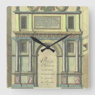 Vintage Church Door Entry Renaissance Architecture Square Wall Clock