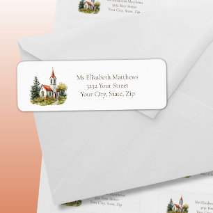 Vintage Church Red Roof Return Address Label