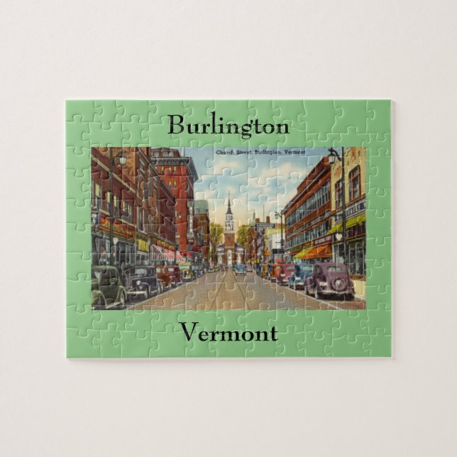 Vintage Church Street, Burlington, Vermont Jigsaw Puzzle (Horizontal)