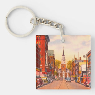 Vintage Church Street, Burlington, VT Key Ring
