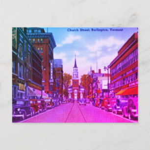 Vintage Church Street, Burlington, VT Postcard