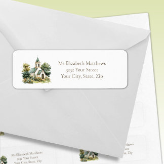 Vintage Church with Wildflowers Address Return Address Label