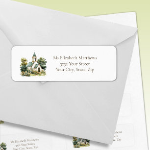 Vintage Church with Wildflowers Return Address Label