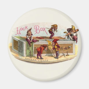 Vintage Cigar Box Gnomes Magnet