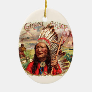 Vintage Cigar Box Label Ceramic Tree Decoration