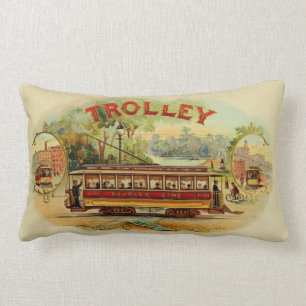 Vintage Cigar Box Label Lumbar Cushion