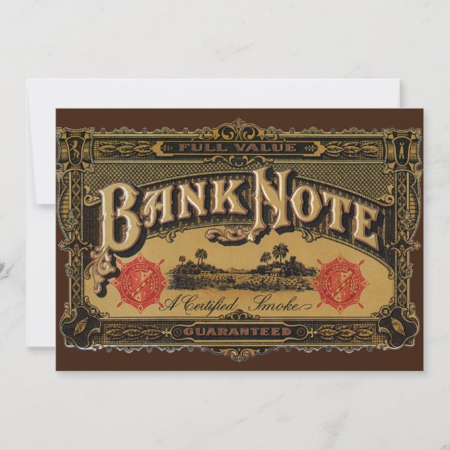Vintage Cigar Label Art, Bank Note Money Finance (Front)