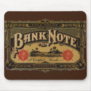 Vintage Cigar Label Art, Bank Note Money Finance Mouse Pad