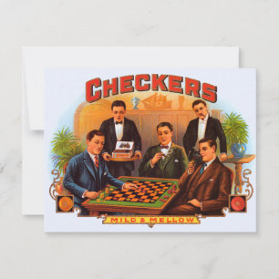 Vintage Cigar Label Art, Checkers Mild and Mellow