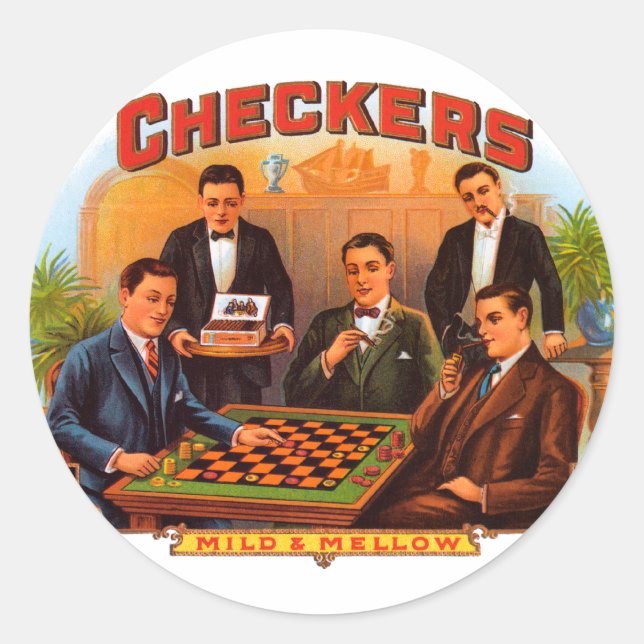 Vintage Cigar Label Art, Checkers Mild and Mellow (Front)