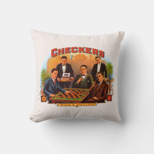 Vintage Cigar Label Art, Checkers Mild and Mellow Cushion