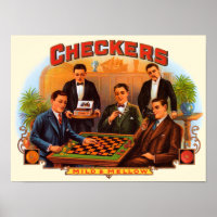 Vintage Cigar Label Art, Checkers Mild and Mellow