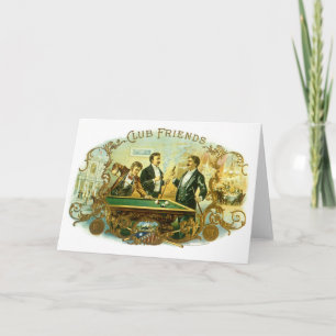 Vintage Cigar Label Art, Club Friends Billiards Card