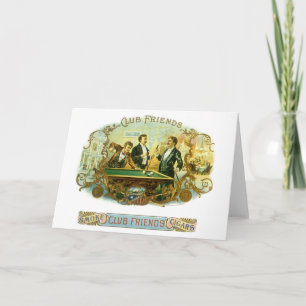 Vintage Cigar Label Art, Club Friends Billiards Card