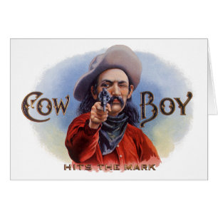 Vintage Cigar Label Art, Cowboy Hits the Mark