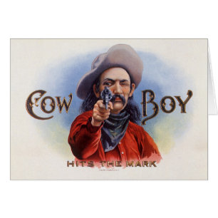 Vintage Cigar Label Art, Cowboy Hits the Mark