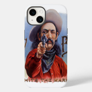 Vintage Cigar Label Art, Cowboy Hits the Mark iPhone 14 Case