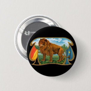 Vintage Cigar Label Art, Lion, King of the Jungle 6 Cm Round Badge