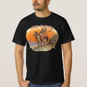 Vintage Cigar Label Art, Red Cloud Indian on Horse T-Shirt