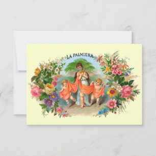Vintage Cigar Label La Palmiera, Woman with Angels
