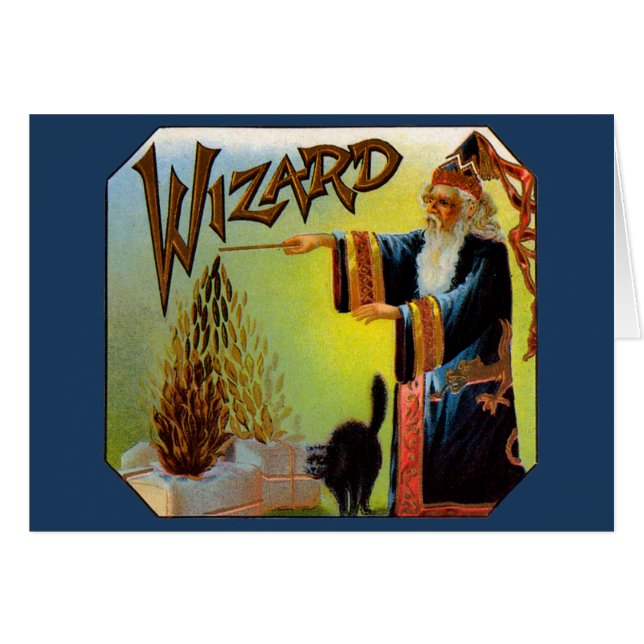 Vintage Cigar Label, Magic Wizard with Black Cat (Front Horizontal)