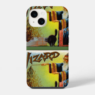 Vintage Cigar Label, Magic Wizard with Black Cat iPhone 14 Case