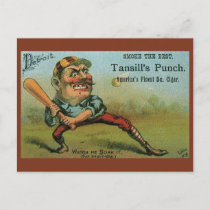 Vintage Cigar Label, Sports Baseball Tansill Punch Postcard