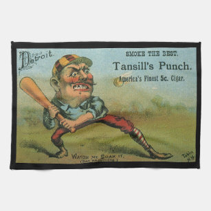 Vintage Cigar Label, Sports Baseball Tansill Punch Tea Towel