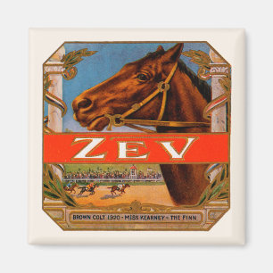 Vintage Cigar Label, Zev Race Horses Brown Colt Magnet