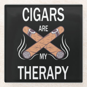 Vintage Cigar Therapy Glass Coaster