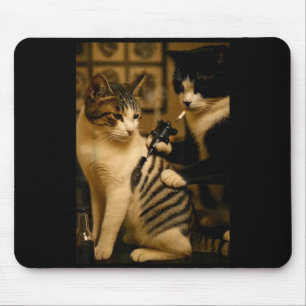 Vintage Cigarette Cat Smoking Tattoo Inked Artist Mouse Pad