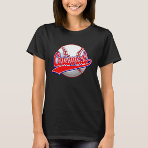 Vintage Cincinnati Cityscape Baseball Player and T-Shirt