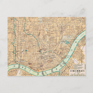 Vintage Cincinnati Map Postcard