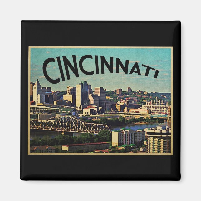 Vintage Cincinnati Skyline Magnet (Front)