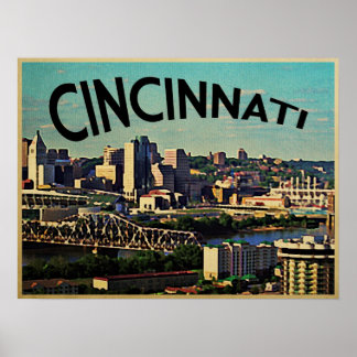 Vintage Cincinnati Skyline Poster